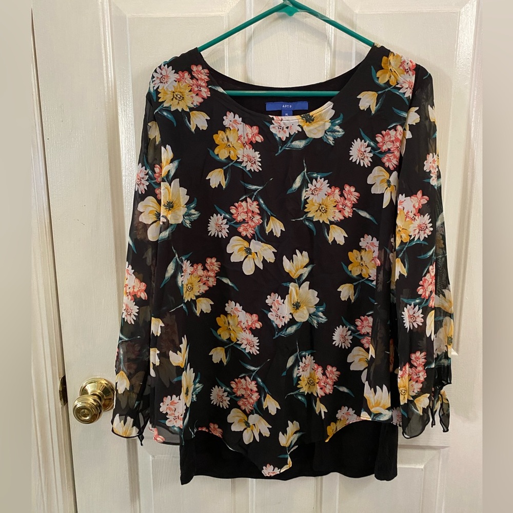 Apt 9 black floral pattern XL